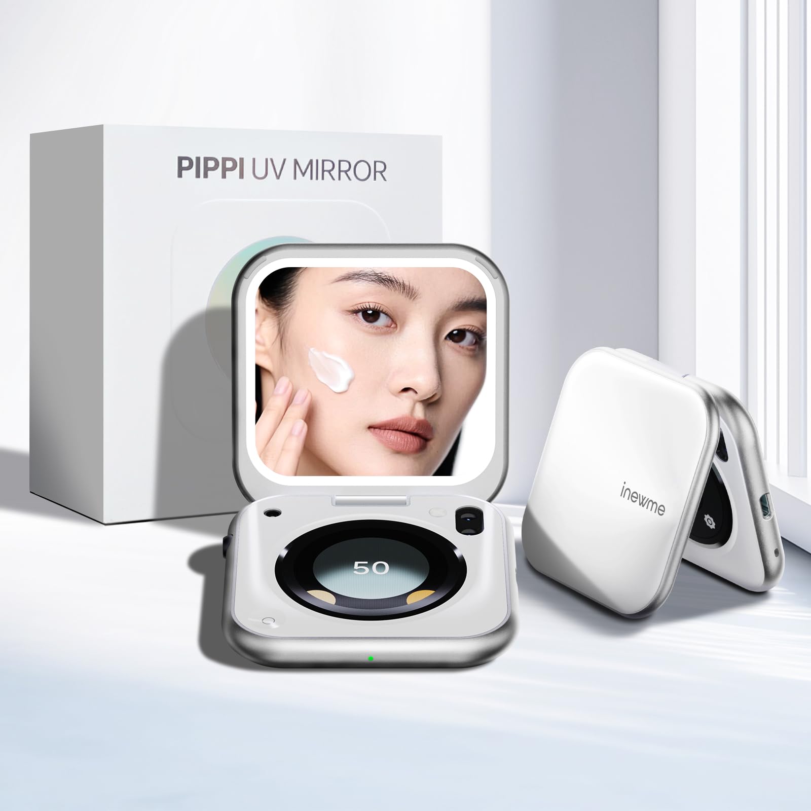 Amazon.co.jp: inewme UVチェッカー付き 女優ミラー LEDライト 化粧鏡